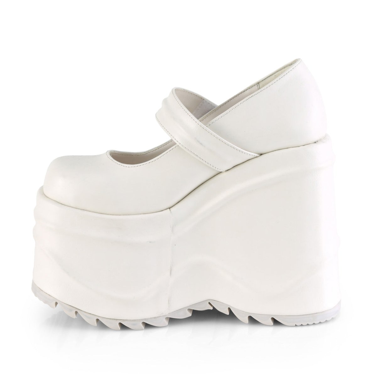 Too Fast | Demonia Wave 32 | White Vegan Leather Women's Mary Janes