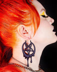 Too Fast | Drippy Metal Pentagram Hoop Earrings