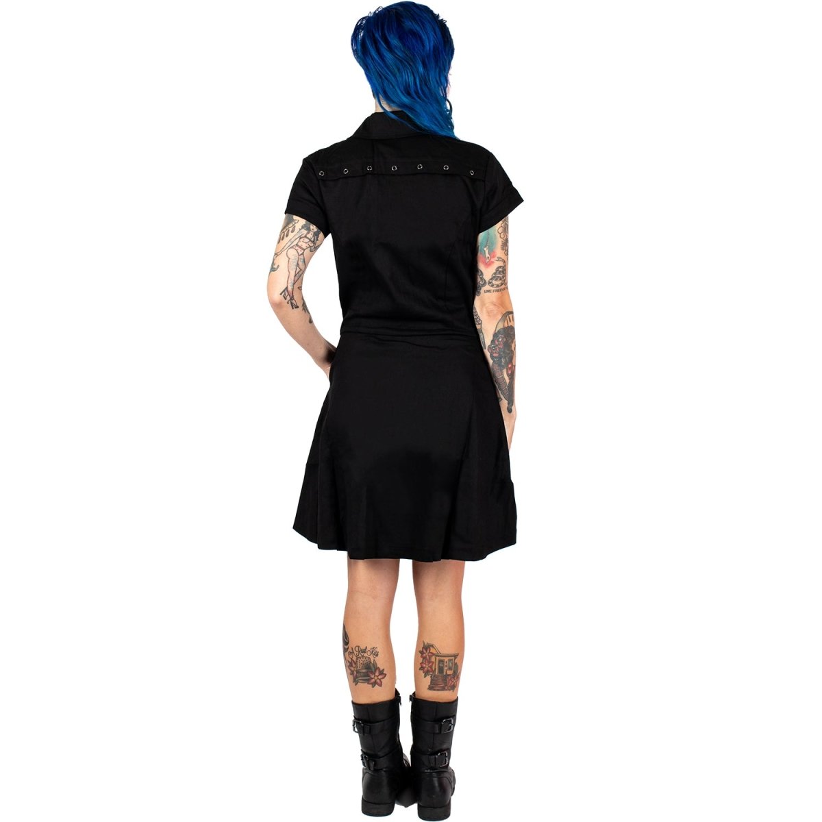 Too Fast | Orchid Bloom | Black Gothic Zipper Dress