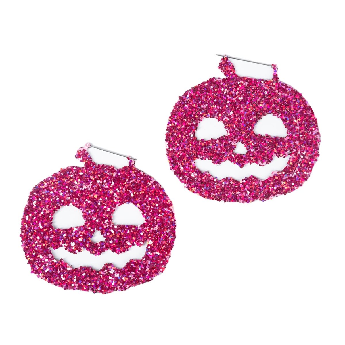 Too Fast | Pink Glitter Pumpkin Hoop Earrings