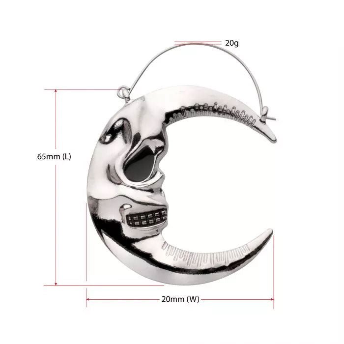 Too Fast | Plug Friendly Hoop Earrings | Skull Crescent Moon