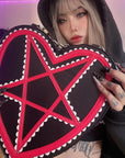 Too Fast | Red Pentagram Heart Shaped Handbag