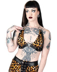 Too Fast | Switchblade Stiletto | Leopard Diable Contrast Halter Top