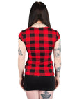 Too Fast | Switchblade Stiletto | Red Plaid Dame Tie Top