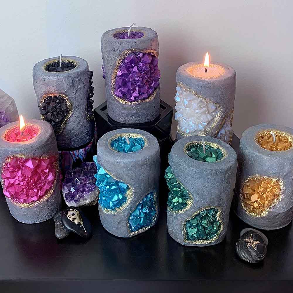Zen Den | Geode Crystal Pillar Candle