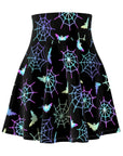 Neon Bats and Spiders Skater Skirt