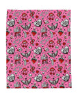 Pink Love Skulls Plush Blanket