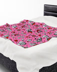 Pink Love Skulls Plush Blanket