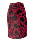 Black Roses Red Pencil Skirt