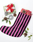 Distressed Pink Stripe Christmas Stocking