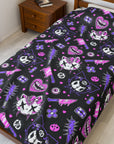 Hello Creepy Kitty Gang Plush Blanket