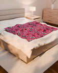 Pink Love Skulls Plush Blanket