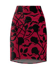 Black Roses Red Pencil Skirt