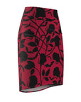 Black Roses Red Pencil Skirt