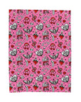 Pink Love Skulls Plush Blanket