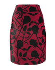 Black Roses Red Pencil Skirt