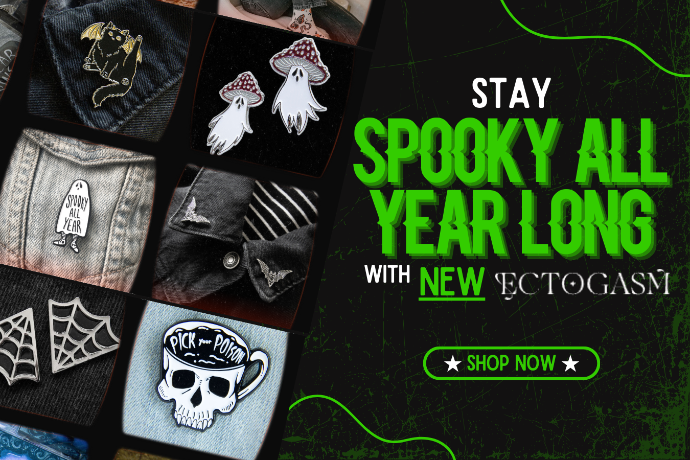 Creepy, cute, Halloween, horror, spooky enamel pins from Ectogasm