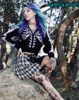 Purple Rib Cage Skeleton Fur Cardigan