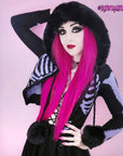 Purple Rib Cage Skeleton Fur Cardigan