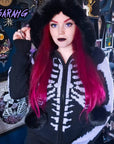 Purple Rib Cage Skeleton Fur Cardigan