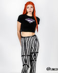 Black White Striped High Waist Leggings