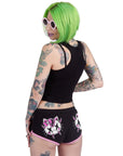 Hello Creepy Kitty Black & Pink Short Shorts