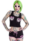 Hello Creepy Kitty Black & Pink Short Shorts