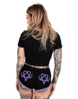 Heart Pentagram Purple Trim Short Shorts