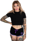 Heart Pentagram Purple Trim Short Shorts