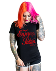 Enjoy Satan Black Graphic T Shirt