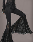 Black Lace Gothic Bell Bottom Pants