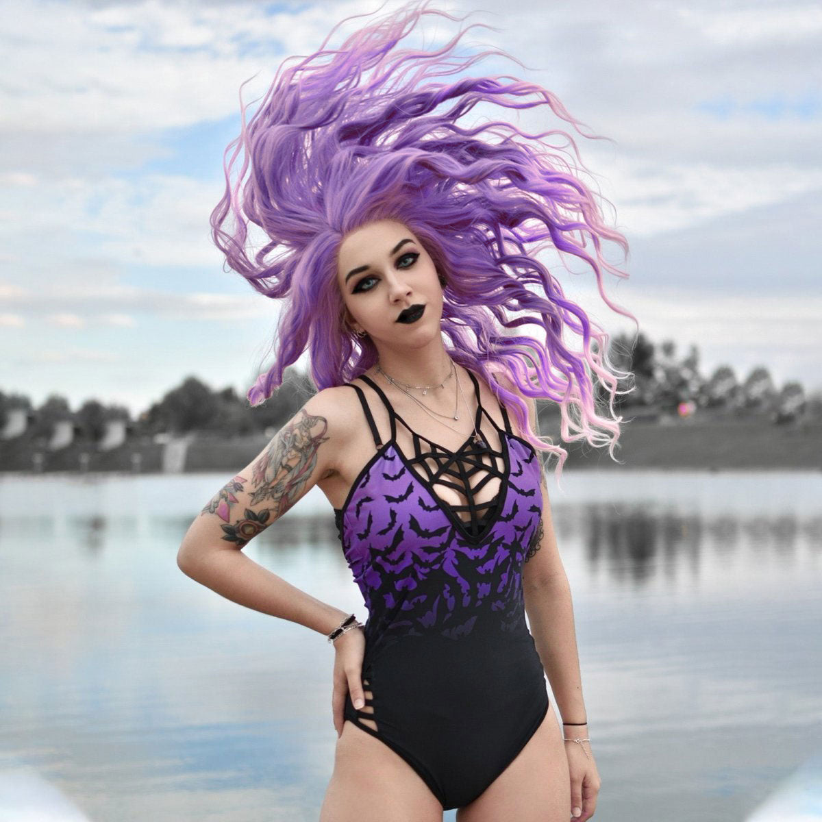 Goth one hot sale piece swimsuits