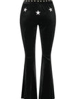 Studded Velvet Flare Pants Star Bell Bottoms