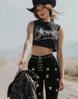 Studded Velvet Flare Pants Star Bell Bottoms