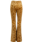 Desert Rose Mustard Yellow Burnout Velvet Flared Bell Bottom Pants