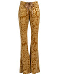 Desert Rose Mustard Yellow Burnout Velvet Flared Bell Bottom Pants