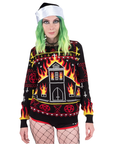 Too Fast | Christmas Sweater | Black Metal Church Fire