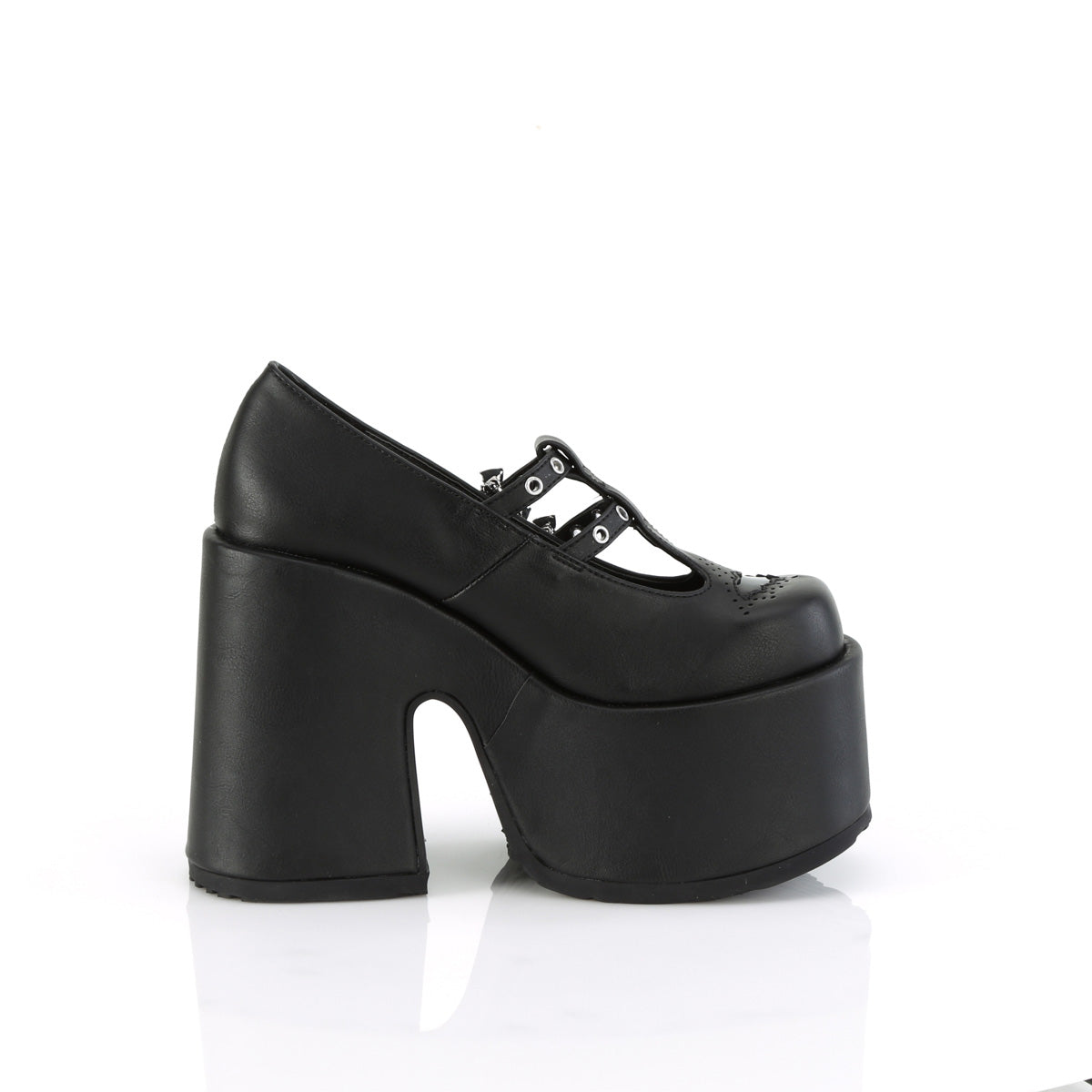 Demonia CAMEL-55 | Black Vegan Leather Platform Shoes