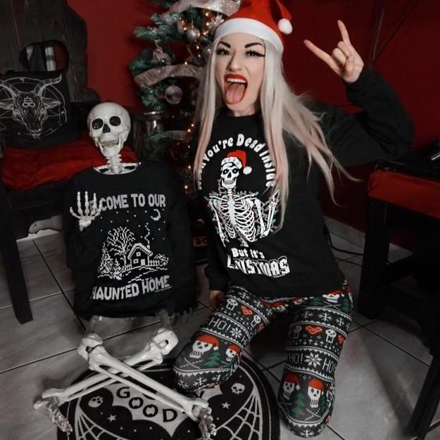 Too Fast | Christmas Sweatshirt | Dead Inside Skeleton