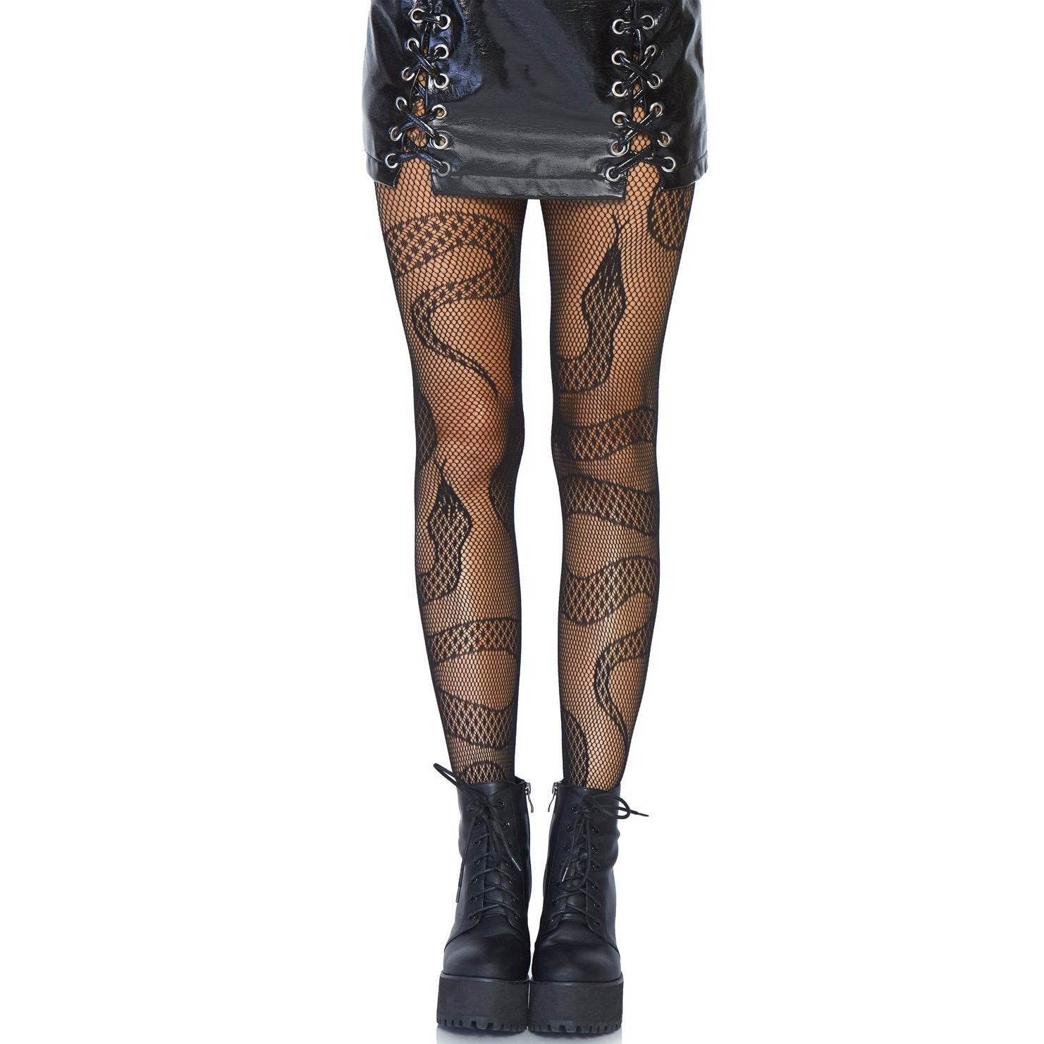 Leg Avenue Striped lace footless stocking - O/S / BLACK