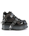 Demonia SLACKER-50 | Black Patent Leather & Glitter Ankle Boots