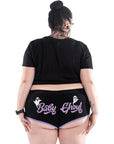 Too Fast | Baby Ghoul Purple Trim Dolphin Shorts