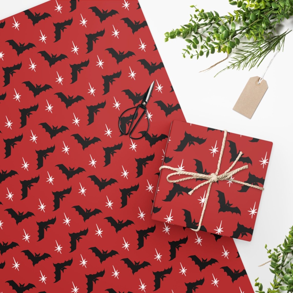 Too Fast | Bats and Stars Goth Gift Wrapping Paper