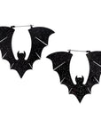 Too Fast | Black Glitter Halloween Bat Earrings