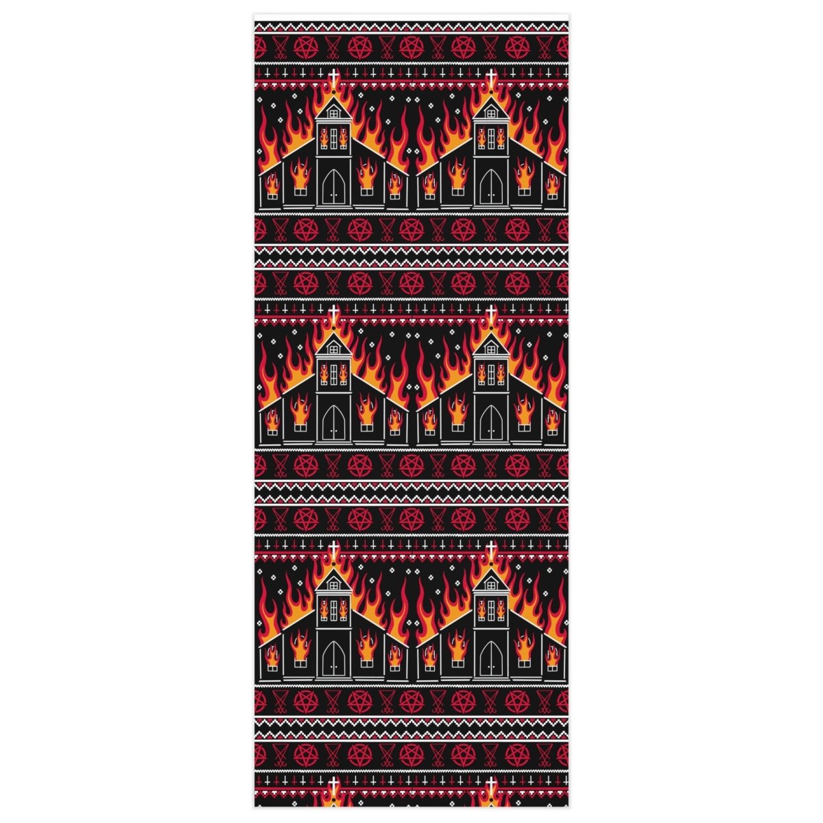 Too Fast | Black Metal Church Fire Gift Wrapping Paper