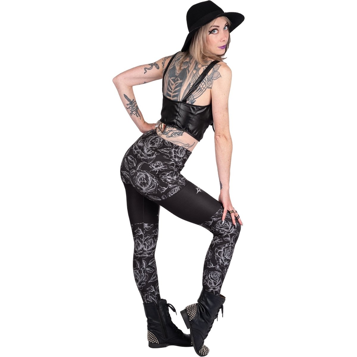 Restyle Crescent Moon Child Punk Gothic Occult Witch High Waist Pants  Leggings - Fearless Apparel
