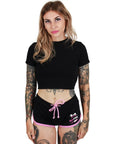 Too Fast | Cute But Psycho Pink Trim Short Shorts