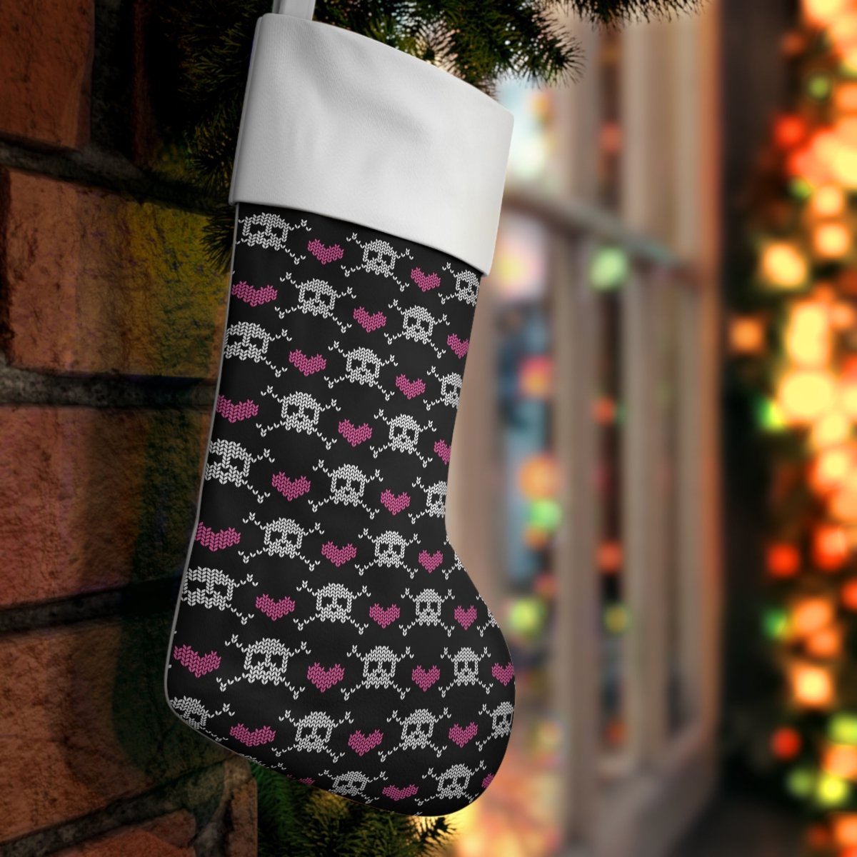Too Fast | Cute Skeleton Hearts Holiday Christmas Stocking