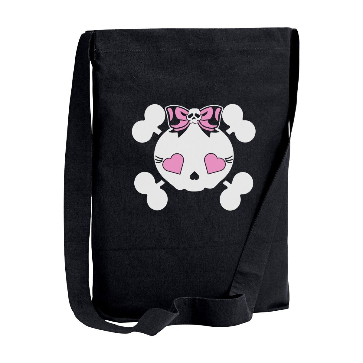 too fast cute skull with bows crossbody sling tote bag 413370