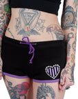 Too Fast | Daddy's Little Ghoul Purple Trim Short Shorts